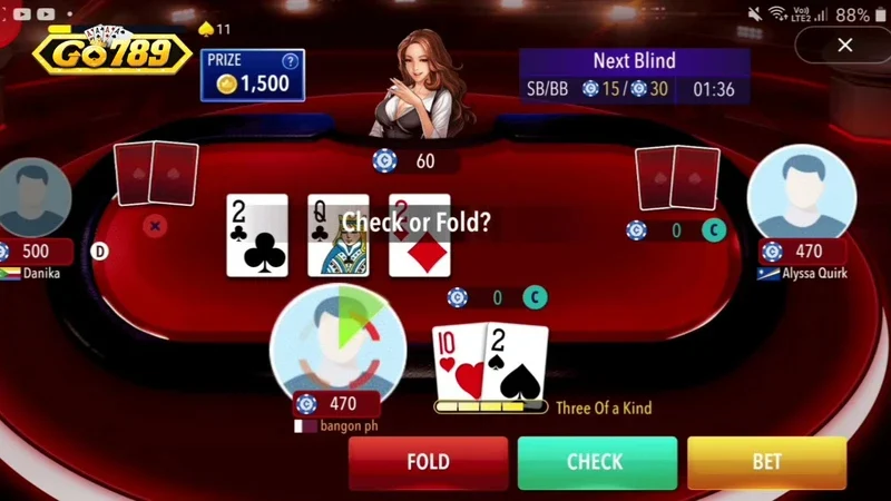 Giao diện chơi tiến lên đếm lá GO789 với bàn cược trực tuyến