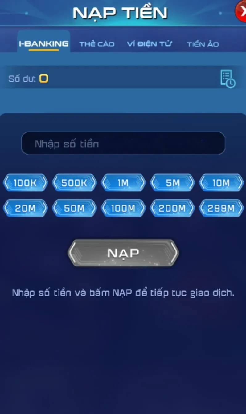 Hướng dẫn nạp tiền GO789